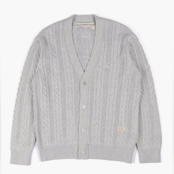 Advisory Board Crystals ABC.123 Grey Knit Cardigan Mens Cotton Sweater Prep Sz M - Picture 1 of 16